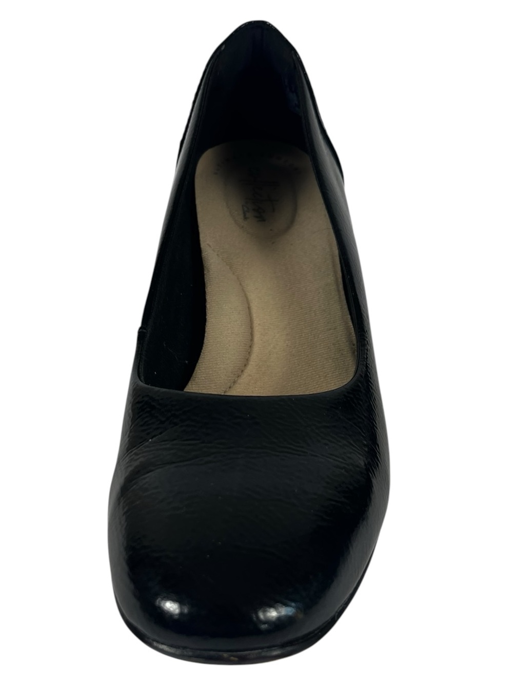 Clarks Classic Black Women's Block Heel Pumps Size 9 M, Black patten - Picture 6 of 10